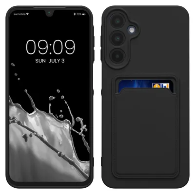 Produktbild von kwmobile Handyhülle für Samsung Galaxy A16 5G Hülle mit Kartenfach - TPU Case - Kabelloses Laden - Schutzhülle Cover in Schwarz