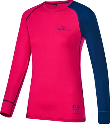 Produktbild von BLACK CREVICE - Damen Langarmshirt aus Merino Wolle | Funktionsunterwäsche | Base Layer | Farbe: Blau/Pink | Gr: 46