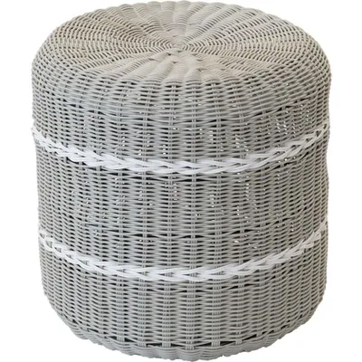 Produktbild von Hocker Fußhocker Beistelltisch Rattan SAIGON grau Ø41x40cm