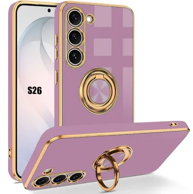 Image de Coque pour Samsung Galaxy S26, Protection Silicone Antichoc Souple avec Anneau Rotatif - Violet