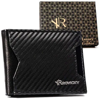 Obrázek produktu pro Rovicky pánská peněženka z přírodní kůže černá RFID 10,5x8 cm
