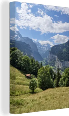 Obrázek produktu pro OneMillionCanvasses® - Obraz na plátně - 90x140 cm, Krajina Lauterbrunnen ve Švýcarsku, Nástěnná umělecká dekorace - Fotografie na plátně - Obraz na dřevěném rámu - Nástěnná dekorace - Ložnice