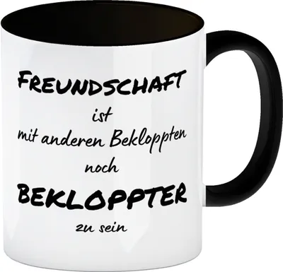 Produktbild von Freundschaft Kaffeebecher in schwarz mit Spruch