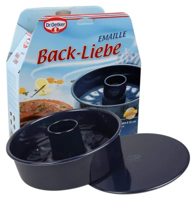 Produktbild von Dr. Oetker Backform mit Flach- und Rohrboden Ø 26 cm BACK-LIEBE EMAILLE, Backform mit schnitt- & kratzfester Emaille-Versiegelung, Kuchenform für köstliche Torten (Farbe: Blau)