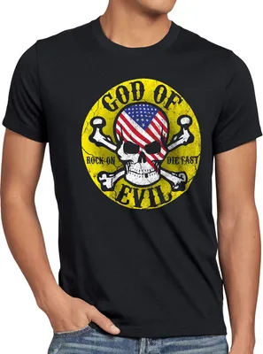 Produktbild von style3 God of Evil Rocker Herren T-Shirt Rocker Skull Tattoo Totenkopf