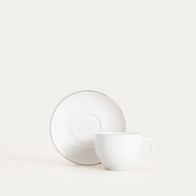 Produktbild von HOMLA AUROO Tasse mit Untertasse mit Goldrand 0,25 l