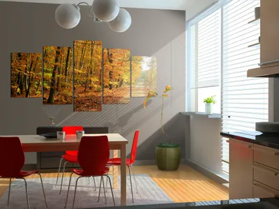 Produktbild von Akustikbild Natur 200x100 cm Bilder Akustikschaum Hochleistungsschallabsorber Schallschutz Leinwand 5 tlg Wandbild Raumakustik Schalldämmung 030212-55