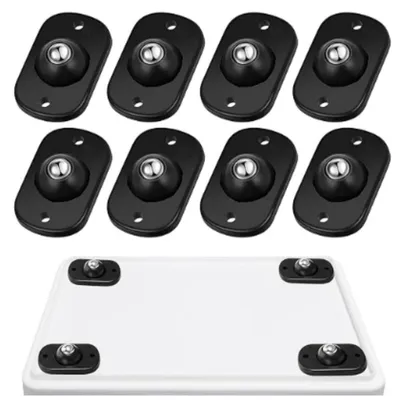 Produktbild von INF Selbstklebende Möbelrollen 8er-Set – leise 360-Grad-Schwenkrollen mit Kugellager Schwarz