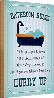 Produktbild von Holzschild Spruch 20x30cm Bathroom Rules if it is up put