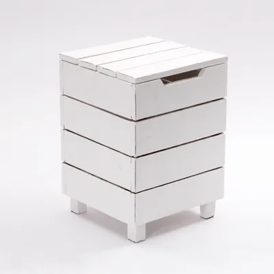 Produktbild von HOCKER "STORAGE 50" | 50x35cm (HxB), Altholz | Wäschebox  | Farbe: 06 weiß-landhaus