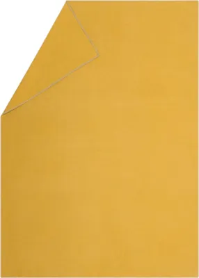 A yellow blanket folded in the corner.