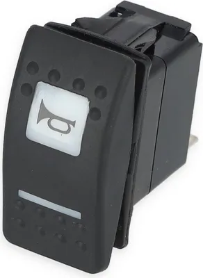 Produktbild von Kippschalter, 12 V, ON-OFF-ON, mit Schaltersymbol wählbar, Kunststoff Symbol: Hupe