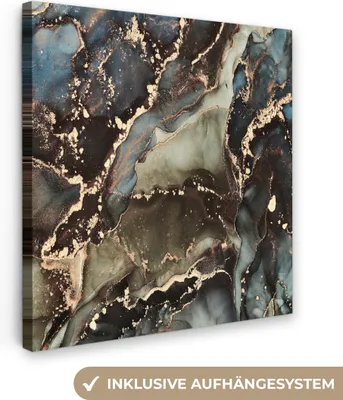 Produktbild von MuchoWow® - Leinwandbilder - Marmor - Gold - Grün, Wandbild, Wanddeko Bilder Wohnzimmer, 50x50 cm