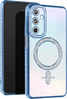 Immagine prodotto di Avizar, custodia a diamante per Samsung A15 - protezione MagSafe con bordo in strass, blu chiaro
