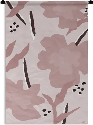 Produktbild von MuchoWow® Wandteppich Wandbehang Blumen - Pflanzen - Pastell - Abstrakt 60x90 cm Tapisserie Dekoration Wandtuch - Foto-Teppich - Abwaschbar