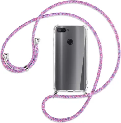 Produktbild von Handykette Backcover-Schutzhülle mit Band (Metall silberfarben) für Xiaomi Mi 8 Lite - lila/rosa/blau