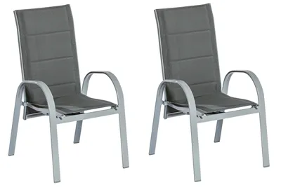 Produktbild von Merxx Gartensessel Amalfi 2er Set, stapelbar, gepolstert, verstellbar durch Gasdruckfeder - Aluminium/Textil