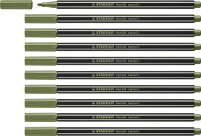 Produktbild von Premium Metallic-Filzstift - STABILO Pen 68 metallic - 10er Pack - metallic hellgrün