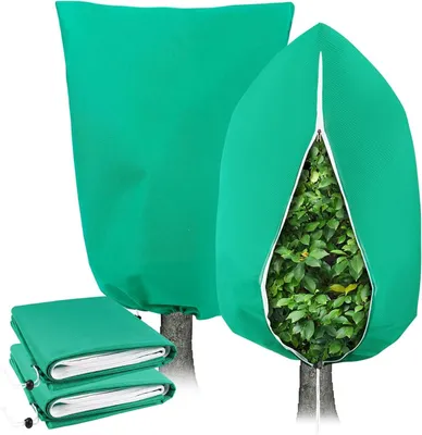 Produktbild von Set von 2 Frostschutzhauben 80 x 120 cm, mit Reißverschluss und Kordel, für Außenbereich, grüne