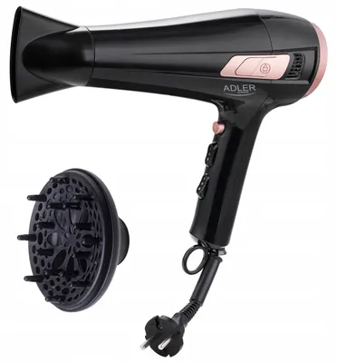 Image de Adler Hair dryer with retractable power cord | AD 2283 | 2400 W | Number of temperature settings 3 | Diffuser nozzle | Black/Golden Rose