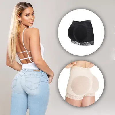 Panties, formende Unterhosen mit herausnehmbaren Polstern, Beige, Größe XXL