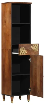 Image de Armoire de salle de bain vidaXL, brun miel, 38 x 33 x 160 cm, bois massif de manguier