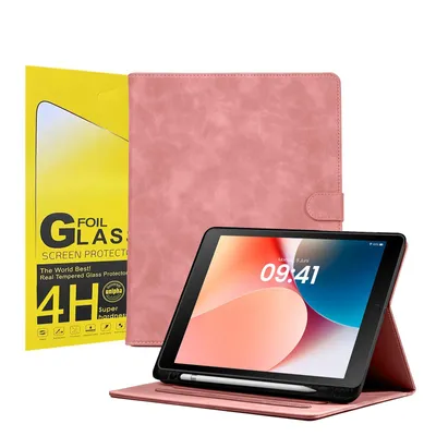 Produktbild von LBH Tablet Schutzhülle + 2x 4H Displayfolie für Apple iPad 7/8/9. Gen 10.2 Zoll Cover Case Schutz Tablet Farbe: Rosa