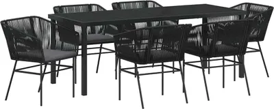Produktbild von Garten Essgruppe 7 pcs Schwarz Pulverbeschichteter Stahl