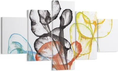 Produktbild von Bild auf Leinwand - Leinwandbild - 5 Teile - Blumen Abstraktion Surrealismus - 125x70cm - Wand Bild - Wanddeko - Wandbilder - Leinwanddruck - Bilder - Wanddekoration - Leinwand bilder - EA125x70-4444