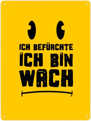 Produktbild von Ich befürchte ich bin wach Metallschild XXL in 28x38 cm mit Emoticon