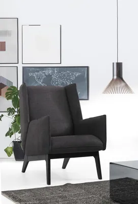 Produktbild von Sessel Ohrensessel Cocktailsessel Stoff Wohnzimmer Grau Modern Design