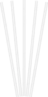 Produktbild von Strohhalm-Set aus Papier 20 Stück weiß 19,5 cm - Einheitsgröße