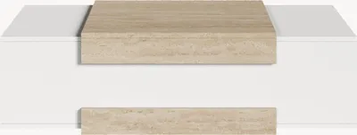 Produktbild von Couchtisch 'Eljak' Wohnzimmertisch 110 x 57 x 31 cm mit 2 offenen Ablagefächern rechteckig Weiß/Travertin