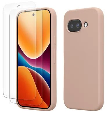 Produktbild von kwmobile Handyhülle mit 2x Displayschutzfolien kompatibel mit Google Pixel 9a Hülle - Screen Protector aus gehärtetem Glas - kabelloses Laden -