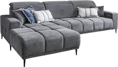 Produktbild von Ecksofa - 286 x 195 cm - Dunkelgrau - Cord - elektr. Sitztiefenverstellung