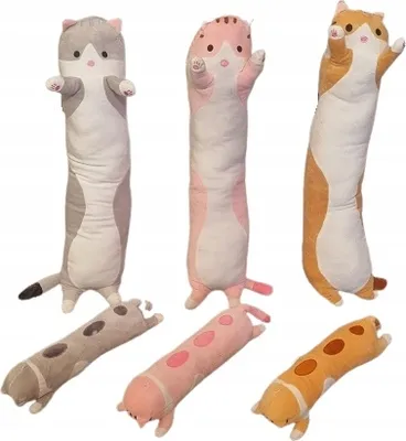 Produktbild von Lange Katze Maskottchen Kuscheltier Plüsch Puppe Kätzchen Grau 50 cm