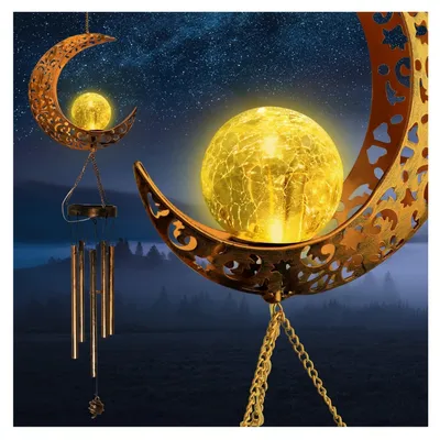Produktbild von Mondkristallkugel Solargeschenke Windspiele LED Automatisch für Draußen Gedenkgeschenk Rasengarten Dekoration Hof Terrasse Heim