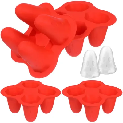 Eiswürfelform Halloween-Geister, Silikon, 4 Stück, rot