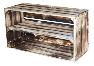 Produktbild von 2er Set Große geflammte Holzkiste mit Mittelbrett 68x40,5x31cm;schuhregal,Regal,Obstkiste,Wandrefal