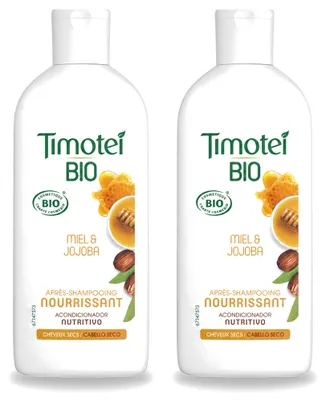 Productafbeelding van 2 x Timotei Biologische Crèmeconditioner Honing & Jojoba voor droog haar - 250 ml - Voordeelverpakking - 2 stuks