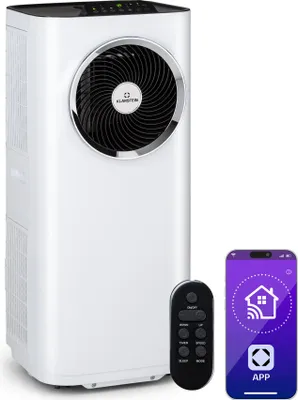 Image de Klarstein Kraftwerk Eco Smart 11 Climatiseur Mobile - 11,500 BTU, 35-59 m², WiFi & App Control, 3-en-1 Refroidissement, Ventilateur & Déshumidificateur, Silencieux 50 dB, Classe A+, Blanc