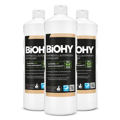 Produktbild von BiOHY Kaffeevollautomaten Entkalker, Kalkentferner, Entkalkungsmittel, Kalklöser – 3er Pack (3 x 1 Liter Flasche)