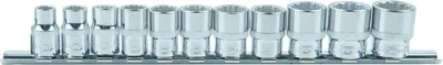 Produktbild von KS Tools 918.0601, Steckschlüssel-Satz, 3/8", 11 Kopf/Köpfe, Chrom-Vanadium-Stahl, DIN 3120, ISO 1174, DIN 3124, ISO 2725, 750 g