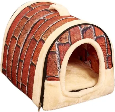 Produktbild von Hundebett Hundehütte, Weiche Katzenhöhle Katzenhaus Haustier Bett Warm Schlafsack mit Abnehmbar Kissen für Hunde Katzen Hasen, Farbe 4, M