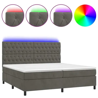 Obrázek produktu pro vidaXL Postel Boxspring s matrací a LED diodami Dark Grey 200x200 cm Velvet