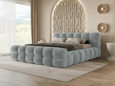 Produktbild von Chilly Möbel Design Bett Weston - Extravagantes Polsterbett mit Bettkasten, stabilem Metallrahmen und Kopfteil 180x200 cm / Coral / Grau