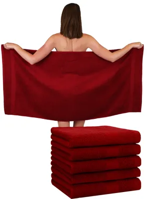 Produktbild von Betz 6 Stück Duschtücher 70 x 140 cm PREMIUM 100% Baumwolle Liegetuch Strandtuch   Farbe: dunkelrot