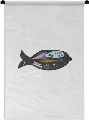 Produktbild von MuchoWow® Wandteppich Wandbehang Fisch - Pastell - Schwarz 60x90 cm Tapisserie Dekoration Wandtuch - Foto-Teppich - Abwaschbar