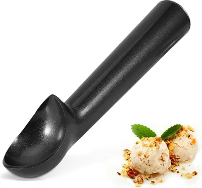 Obrázek produktu pro Mrazuvzdorná naběračka na zmrzlinu s nepřilnavým povrchem - ideální na zmrzlinu, dortové těsto, melounové kuličky 18 cm x 4 cm - černá