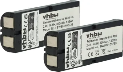 Produktbild von vhbw 2x Akku kompatibel mit Philips SJB4191, SJB4191/17 schnurlos Festnetz Telefon (800 mAh, 2,4 V, NiMH)